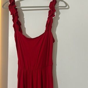 Reformation midi dress with ruffle sleeves